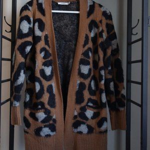 RICKIS Animal Print Open Front Cardigan Tan & Black Size M